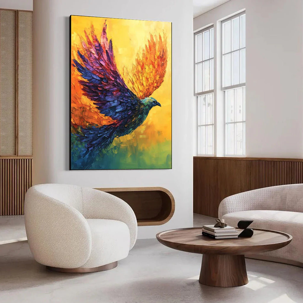 FLIGHT OF FANCY: Textured Impasto Bird Oil Painting