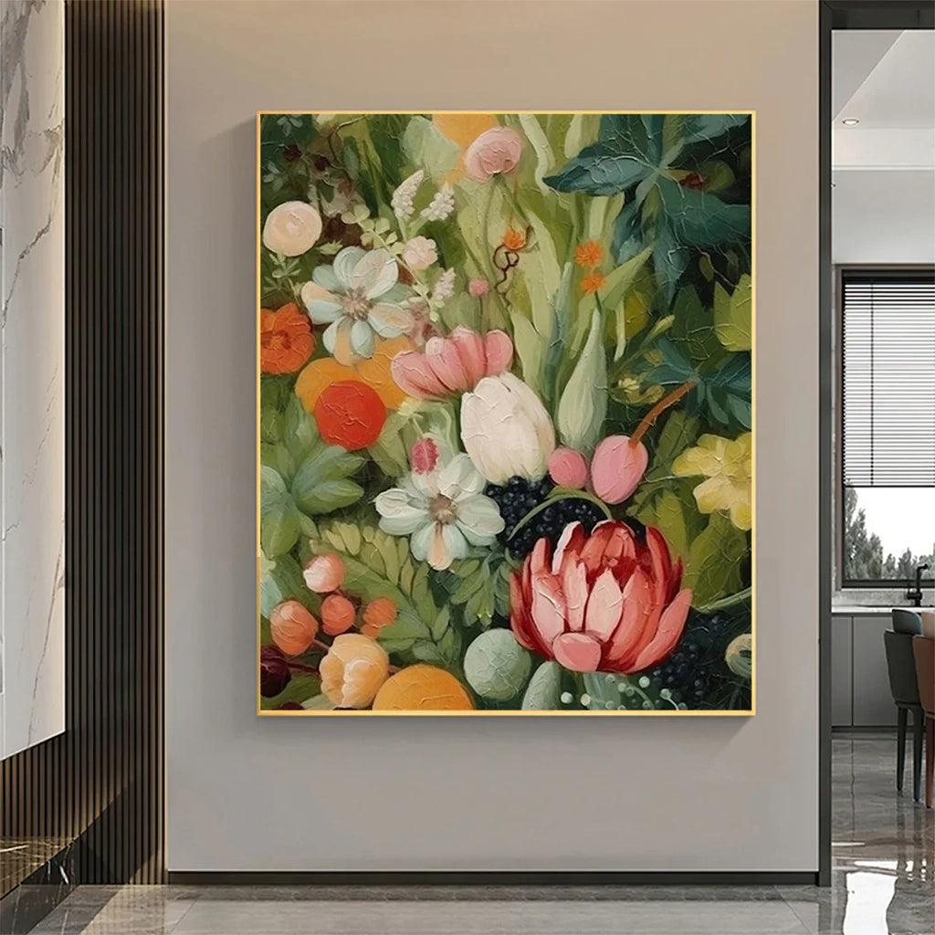 GARDEN'S GRACE: Textured Floral Still Life Oil Painting