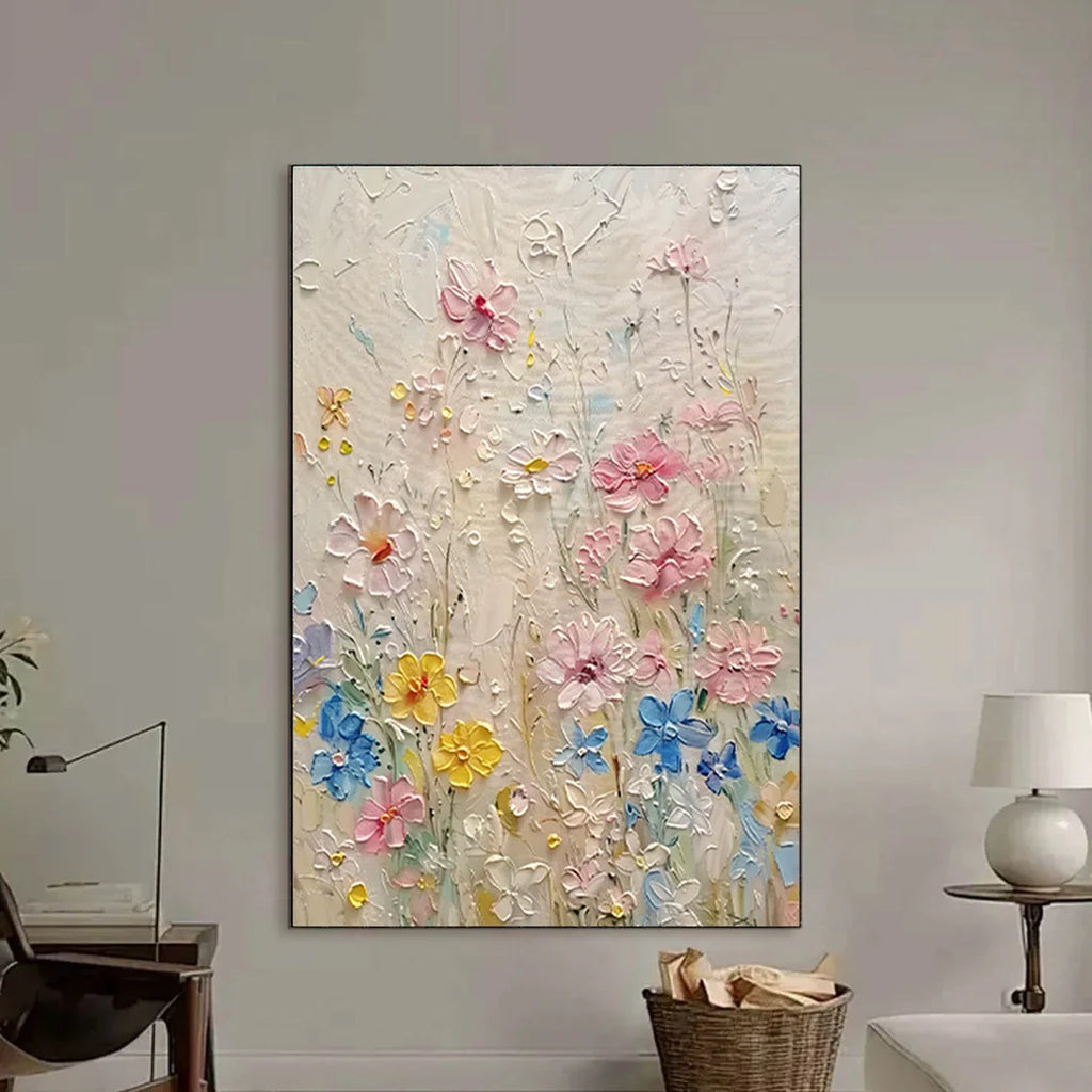 WHISPERING MEADOW: Textured Floral Impasto Oil Painting