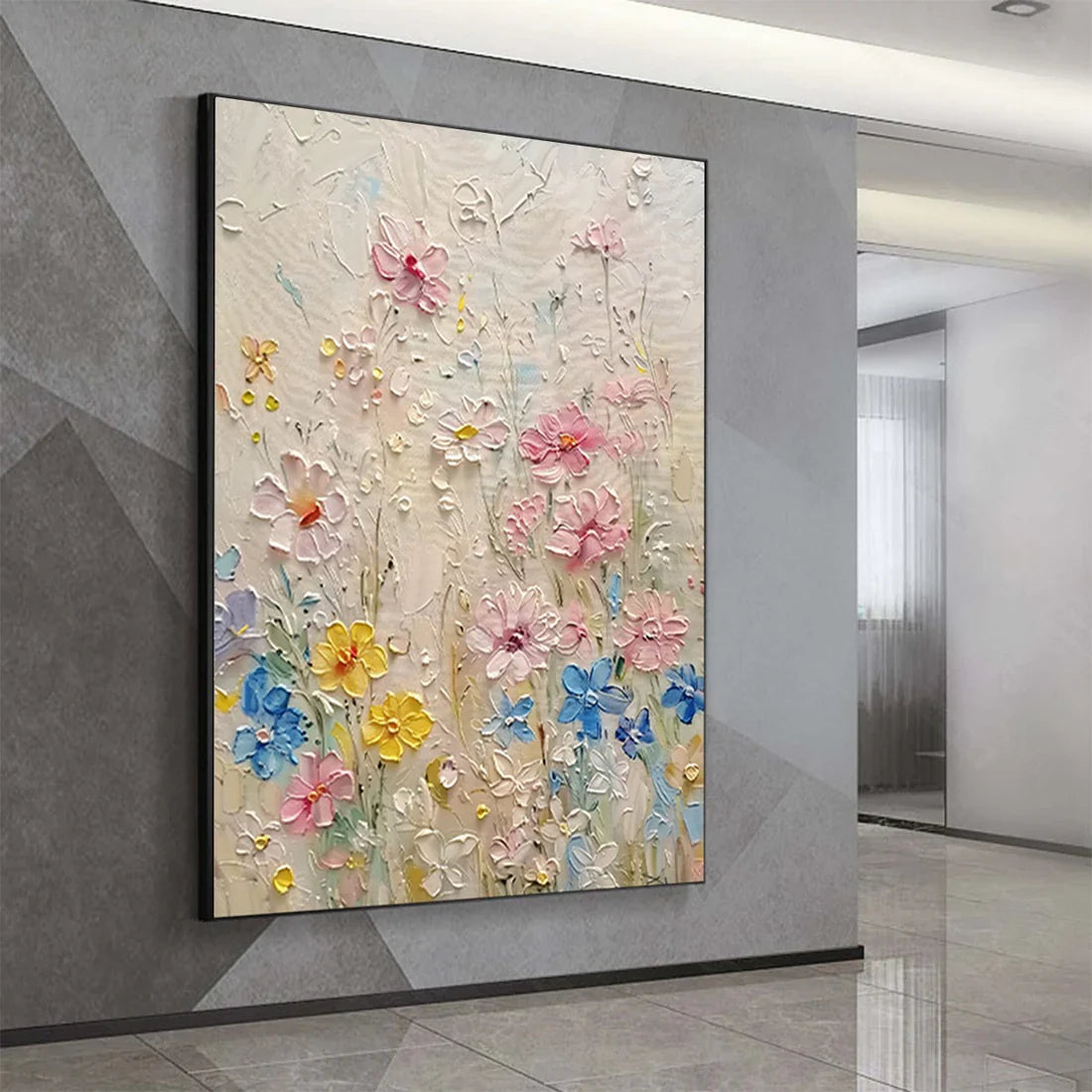 WHISPERING MEADOW: Textured Floral Impasto Oil Painting